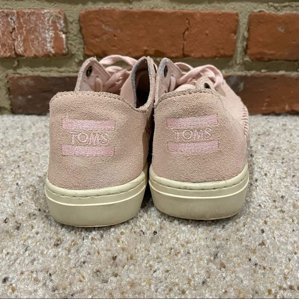 TOMS Pink Suede Sneakers Women’s 7 Blush Lace Up Low Top Whipstitch - Picture 6 of 7